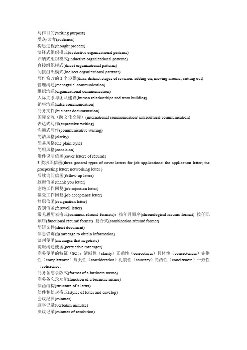 自考商务英语写作名词解释题