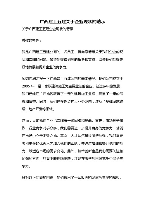 广西建工五建关于企业现状的请示