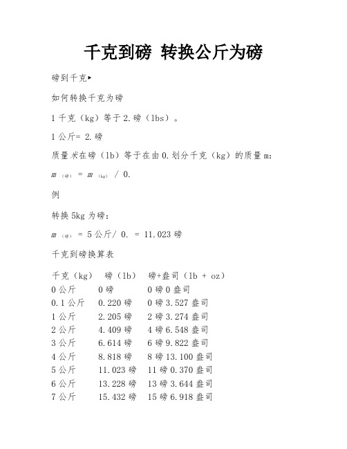 千克到磅 转换公斤为磅