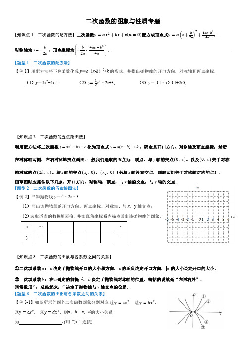 二次函数的图像与性质专题训练