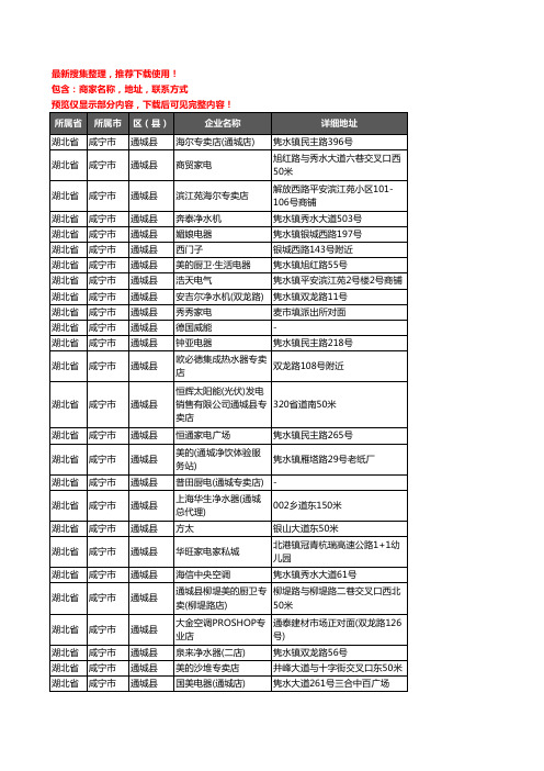 新版湖北省咸宁市通城县家用电器企业公司商家户名录单联系方式地址大全100家