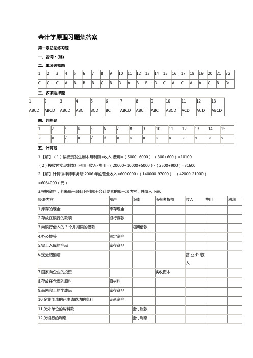 [财务_会计知识]会计学原理习题集答案