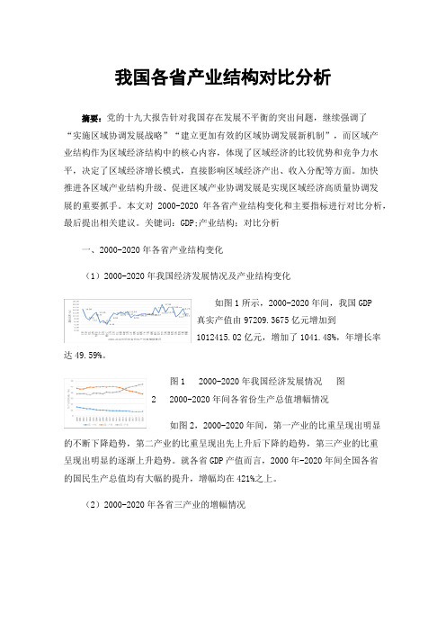 我国各省产业结构对比分析