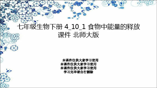 七年级生物下册 4_10_1 食物中能量的释放课件 北师大版