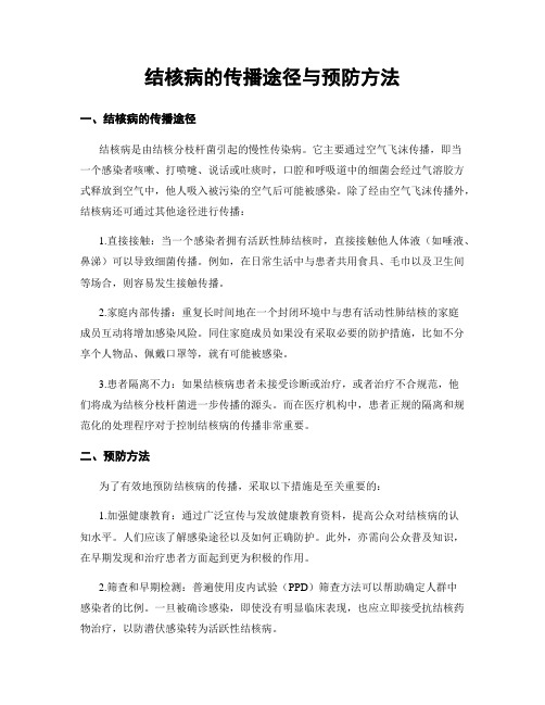 结核病的传播途径与预防方法