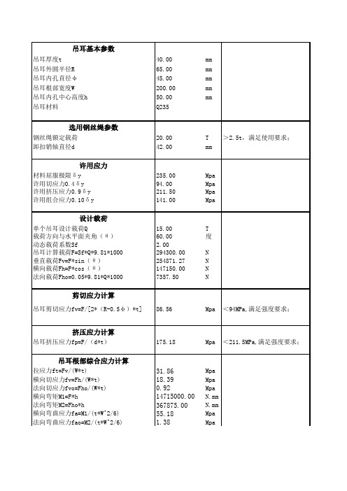 API RP 2A 吊耳强度计算公式