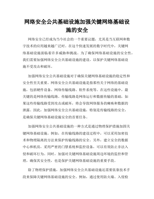 网络安全公共基础设施加强关键网络基础设施的安全