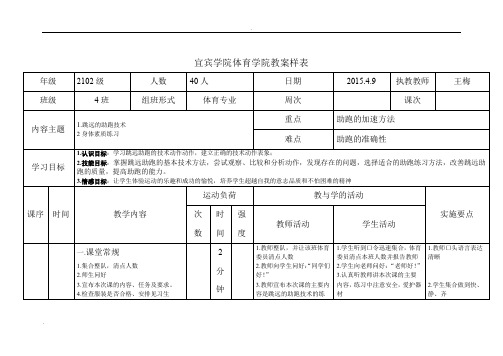 田径-跳远助跑教案