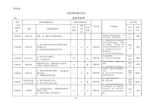 风险和机遇评估表