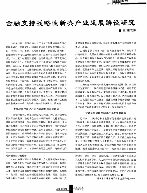 金融支持战略性新兴产业发展路径研究