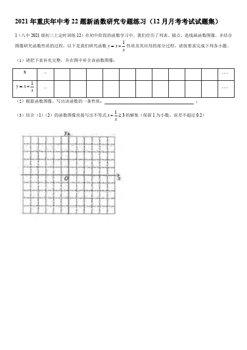 2021年重庆市中考22题新函数研究专题练习(12月月考考试试题集)   