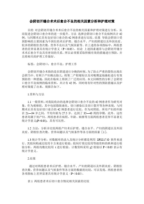 会阴切开缝合术术后愈合不良的相关因素分析和护理对策