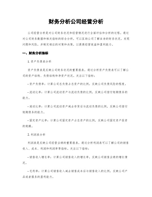 财务分析公司经营分析