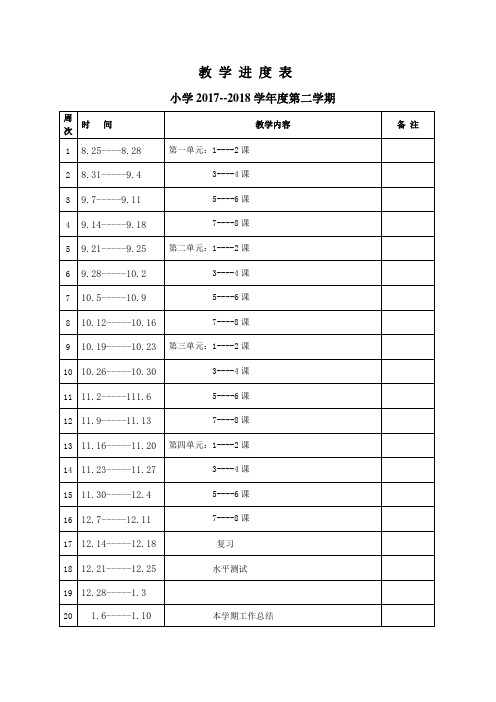 2017--2018学年度第二学期教学进度表模板