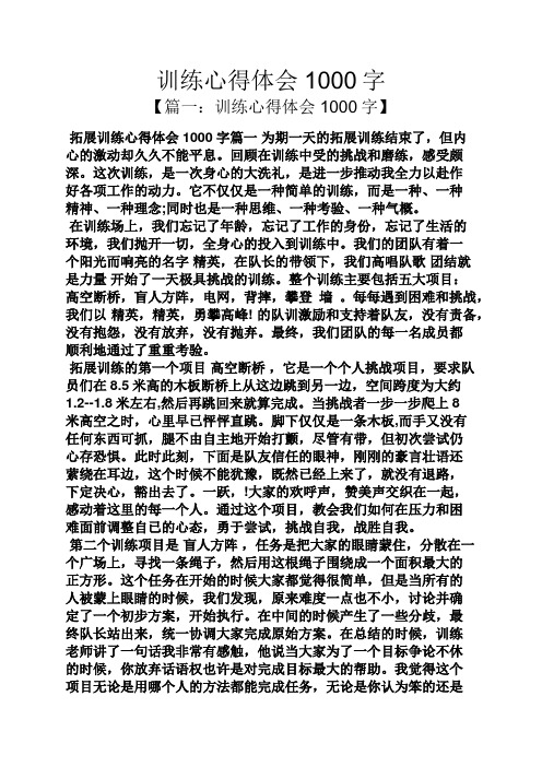 训练心得体会1000字