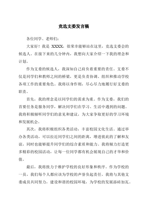 竞选支委发言稿