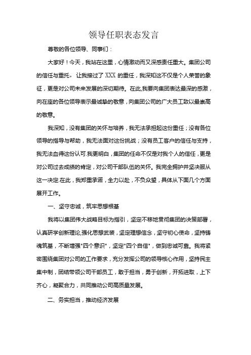 领导任职表态发言