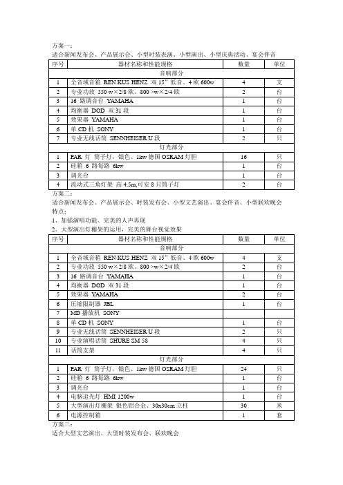 各种活动灯光音响配置方案