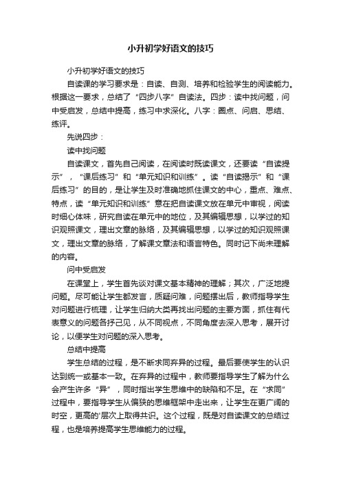 小升初学好语文的技巧