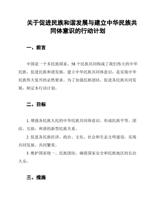 关于促进民族和谐发展与建立中华民族共同体意识的行动计划