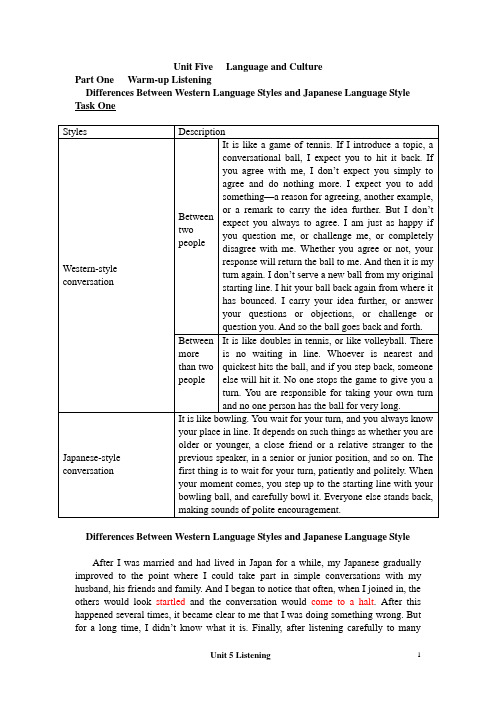 大连海事大学研究生英语听力文本 Unit5