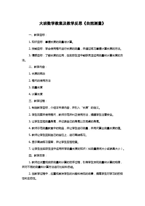 大班数学教案及教学反思《自然测量》