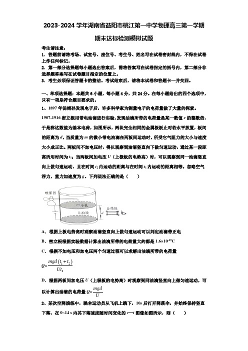 2023-2024学年湖南省益阳市桃江第一中学物理高三第一学期期末达标检测模拟试题含解析