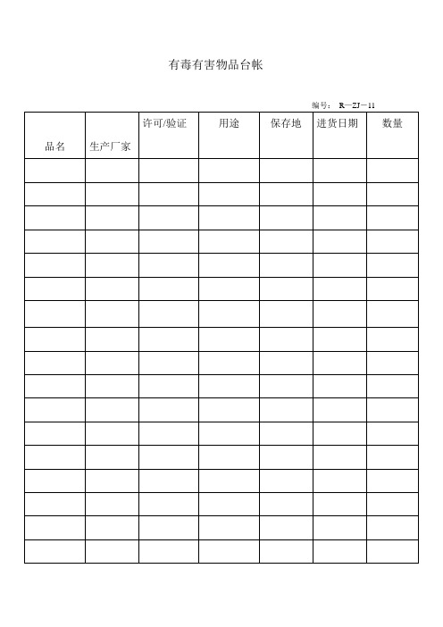 有毒有害物品台账(表格模板、doc格式)