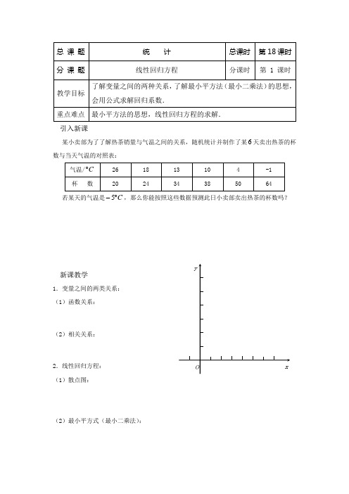 2017苏教版必修三第18课时线性回归方程word教案