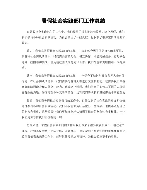 暑假社会实践部门工作总结