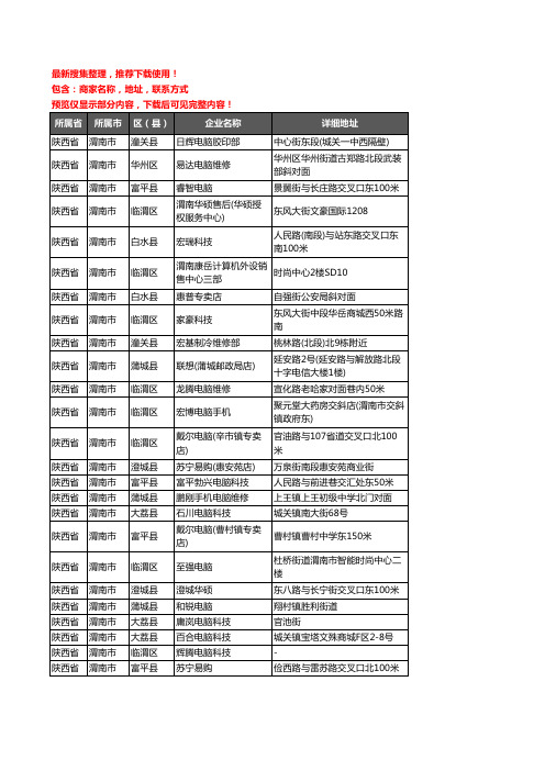 新版陕西省渭南市电脑企业公司商家户名录单联系方式地址大全310家