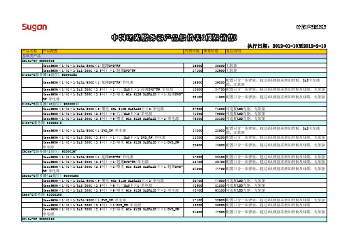 ☆曙光产品报价表(销售)