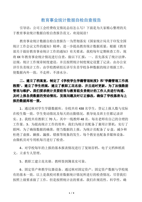 教育事业统计数据自检自查报告