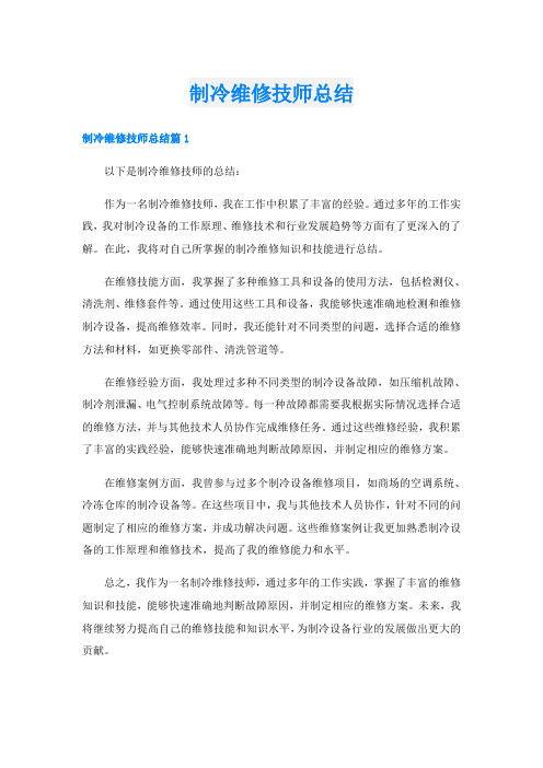 制冷维修技师总结