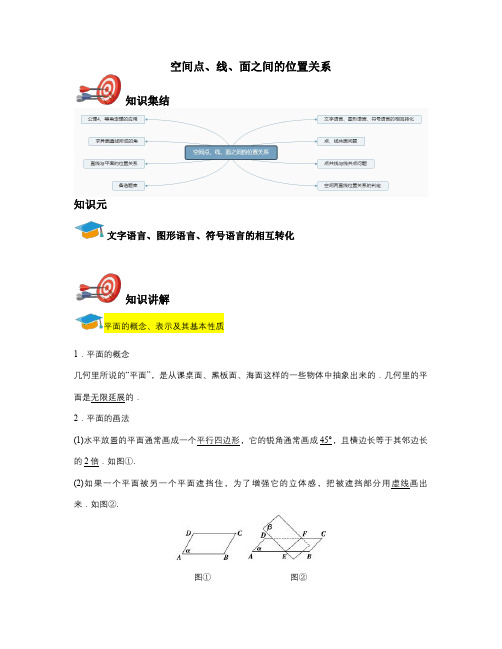 高中数学必修二-空间点、线、面之间的位置关系