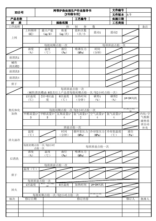 网带炉紧固件热处理工艺卡模版