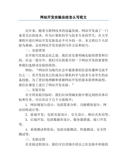 网站开发实验总结怎么写范文