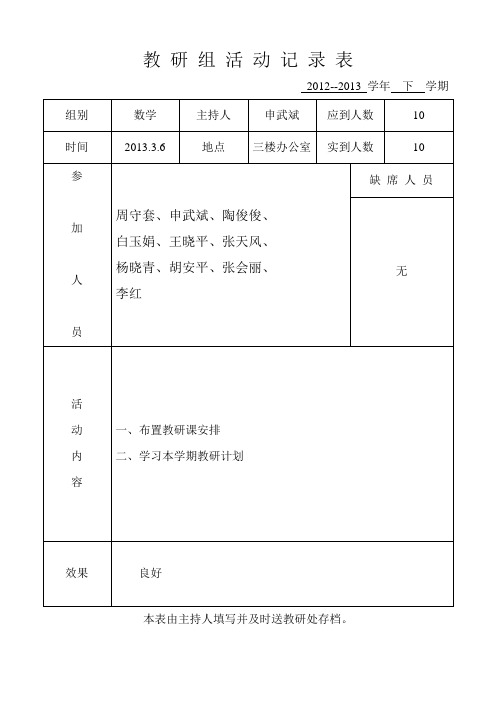 2013数学教研组活动记录表