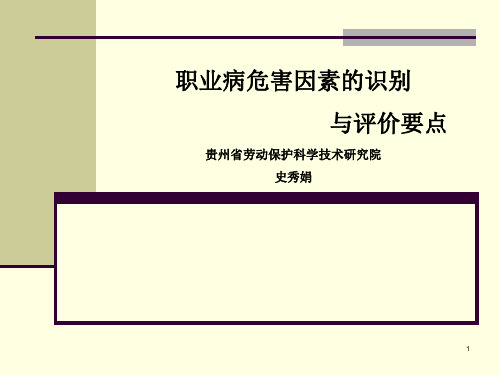 职业病危害因素的识别与评价要点