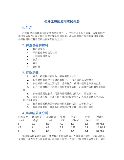 杠杆原理的应用实验报告