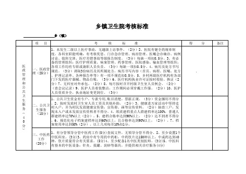 乡镇卫生院考核标准