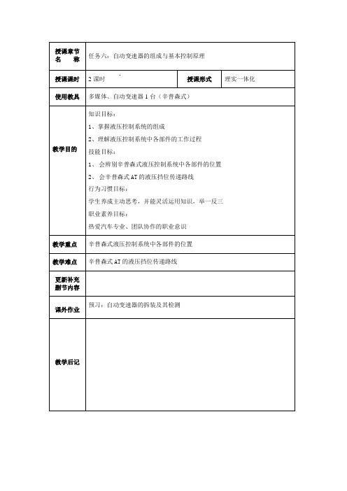 自动变速器组成及基本控制原理教案