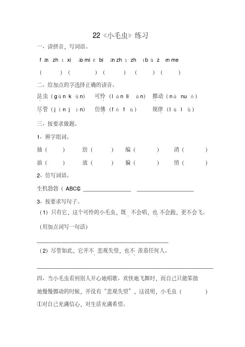 22《小毛虫》同步练习含答案