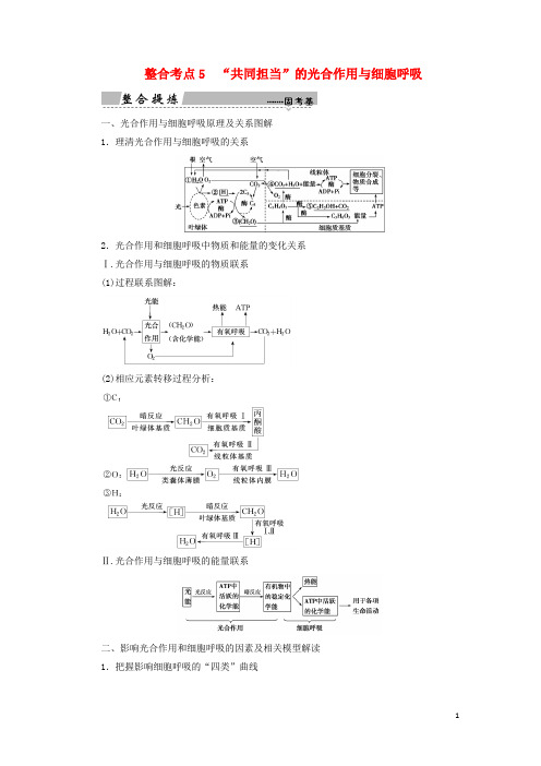 2018高考生物大二轮复习第01部分专题02生命系统的代谢整合考点05“共同担当”的光合作用与细胞呼吸学案