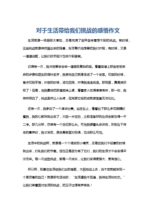 对于生活带给我们挑战的感悟作文