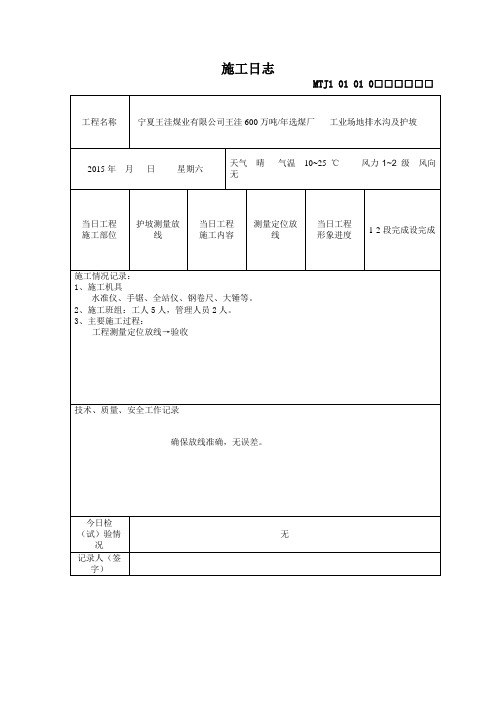 护坡施工日志【范本模板】