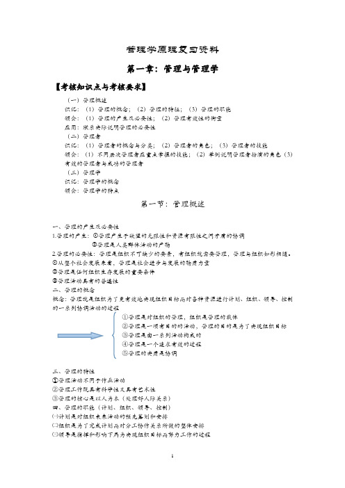 2018管理学原理知识点总结