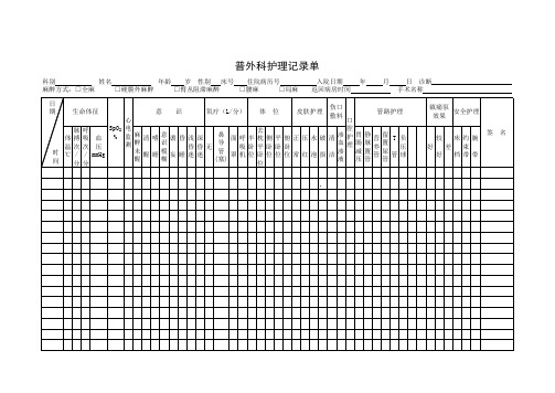 普外科护理记录单