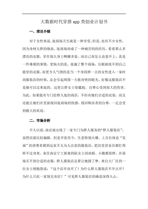 大数据时代穿搭app类创业计划书