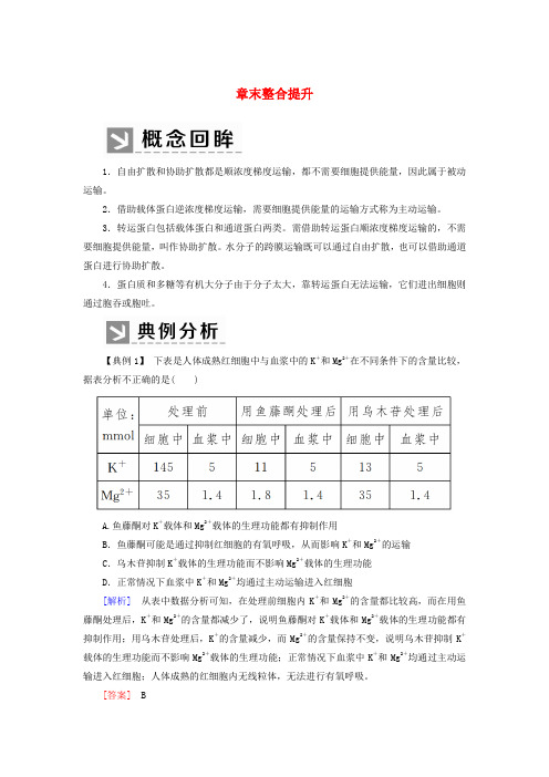 新教材高中生物 第4章 细胞的物质输入和输出章末整合提升教学案 新人教版必修1.docx